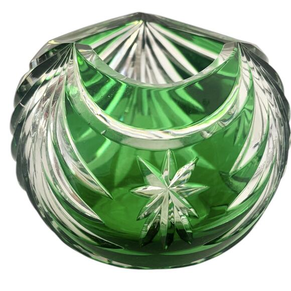 VINTAGE LENOX EMERALD GREEN CUT GLASS CRYSTAL BOWL - Picture 1 of 5
